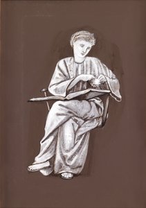 Estudio de una niña sentada, con un libro de Edward Burne Jones
